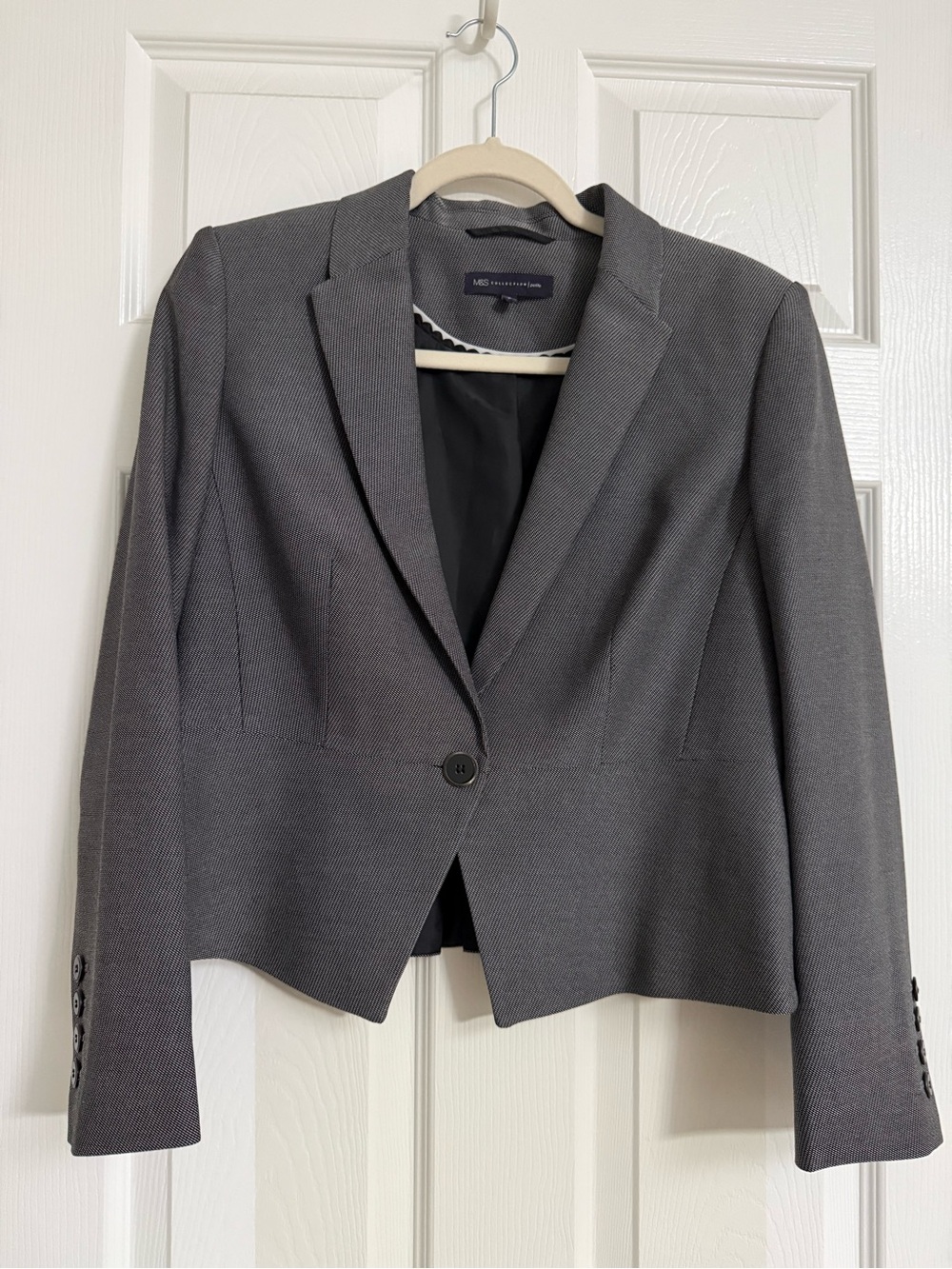 Marks & Spencer Charcoal Gray Single-Button Cropped Blazer